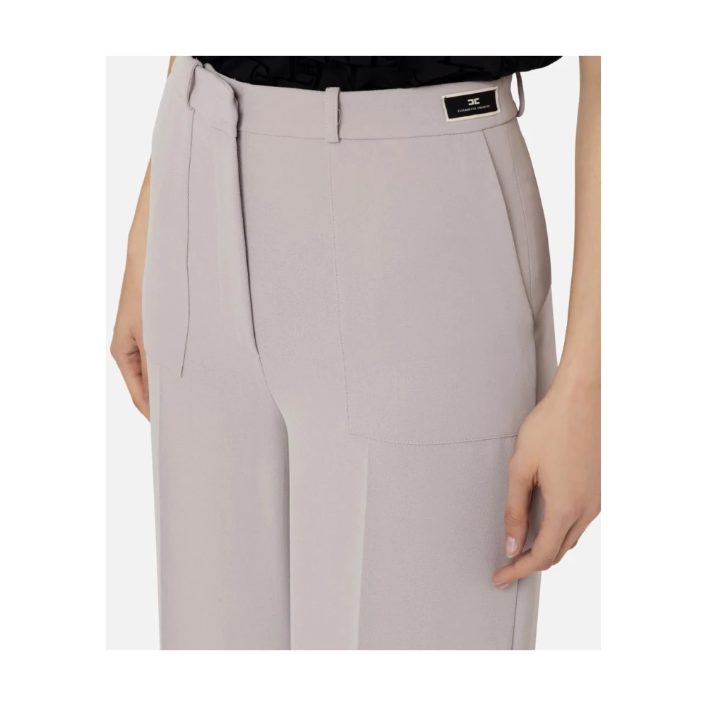 Elisabetta Franchi Wijde Pijp Crepe Broek met Zakken White Dames
