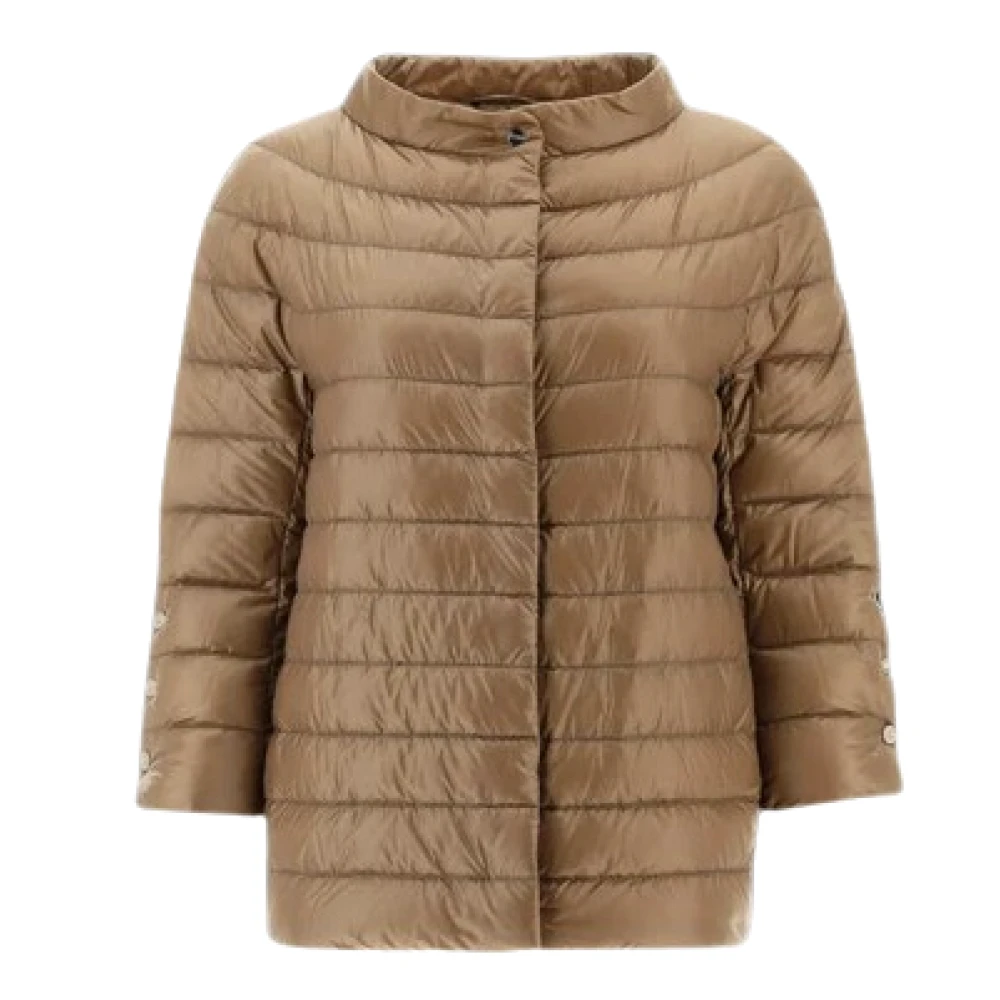 Herno Women's Brown Ultralight Camel Nylon Coat