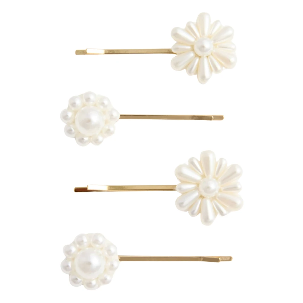 Self Portrait Women's Yellow Pearl Flower Hair Clips