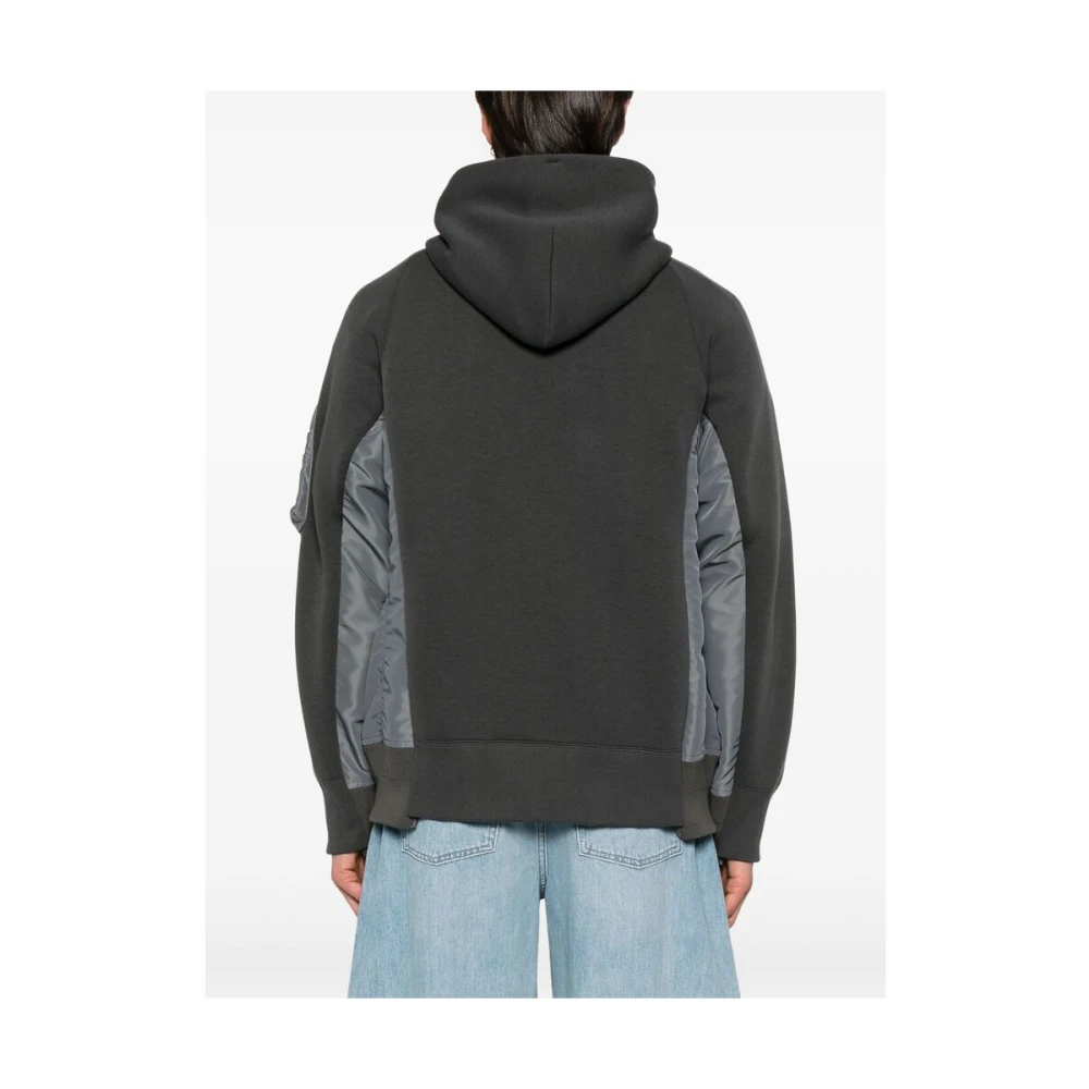 Sacai Grijze Hoodie met Ritszak Gray Heren
