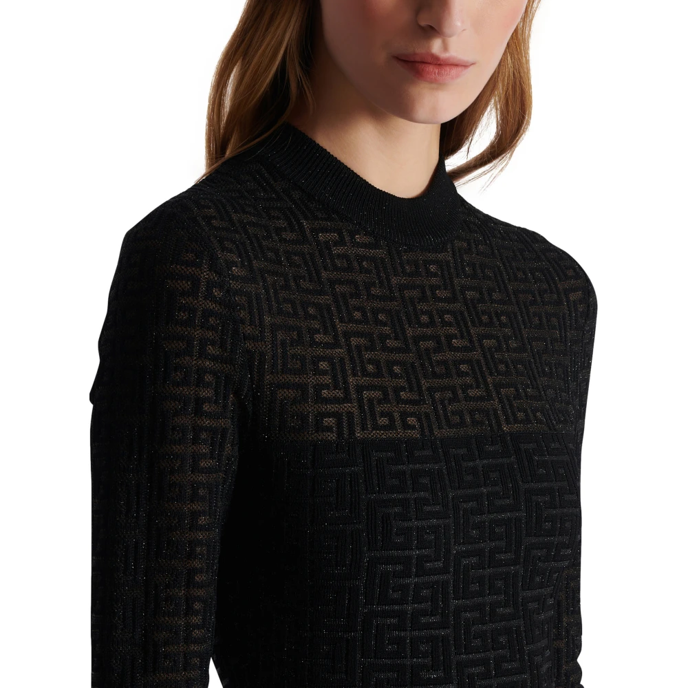 Balmain PB Labyrinth gebreide jurk Black Dames
