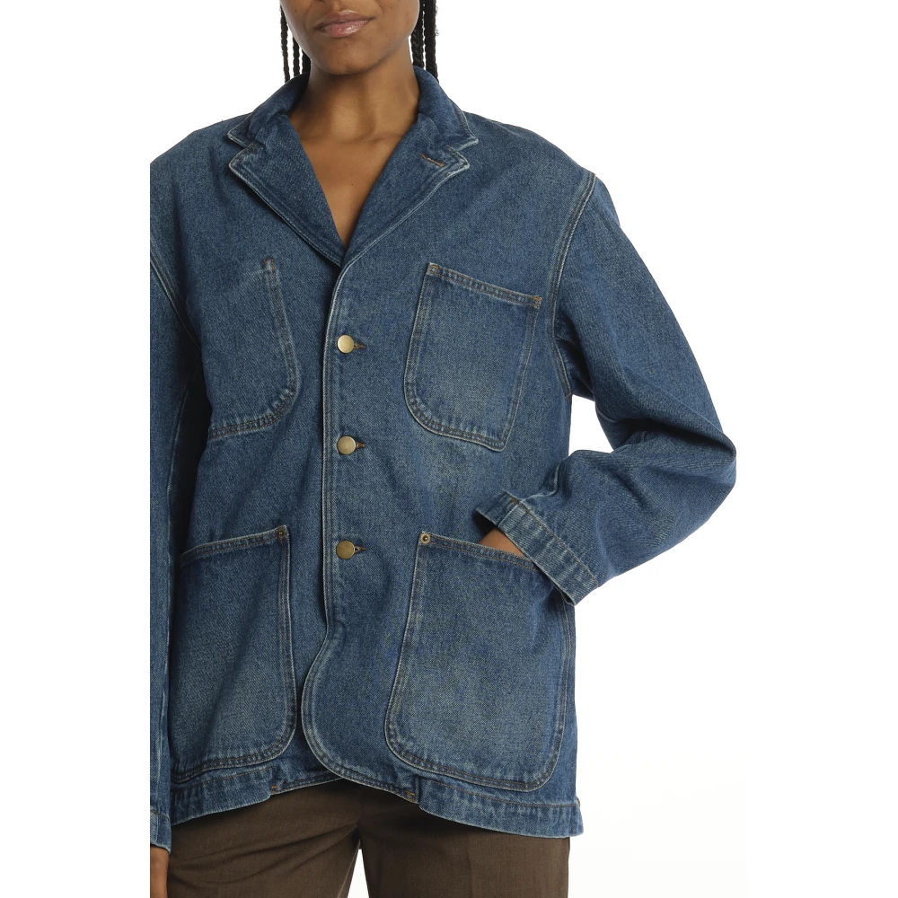 Soeur Blauwe Denim Blazer Jas Blue Dames