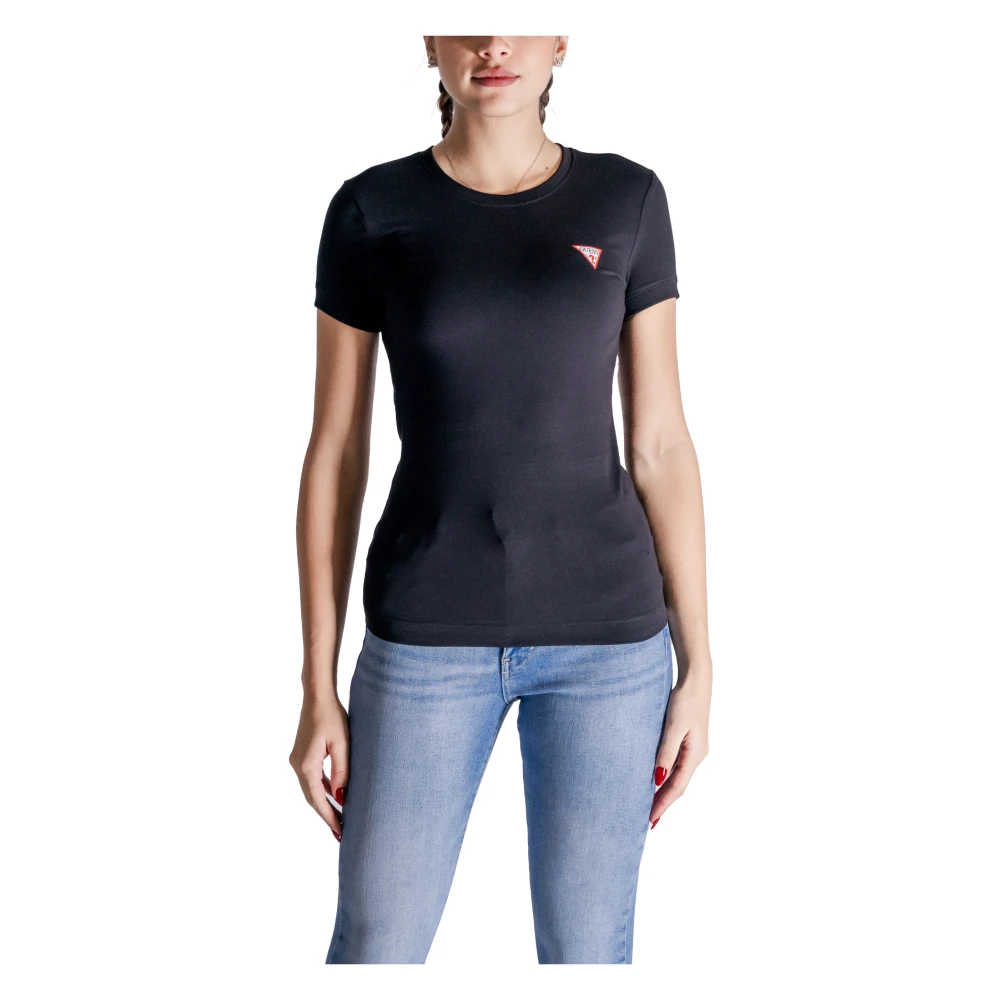 Guess Women's Black Classic Logo Tee Short Sleeve Large
