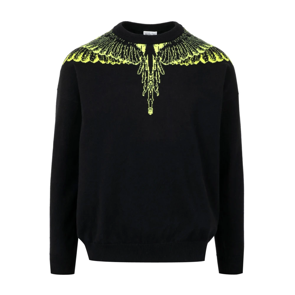 Marcelo Burlon Zwarte Sweaters met Vleugelprint Black Heren