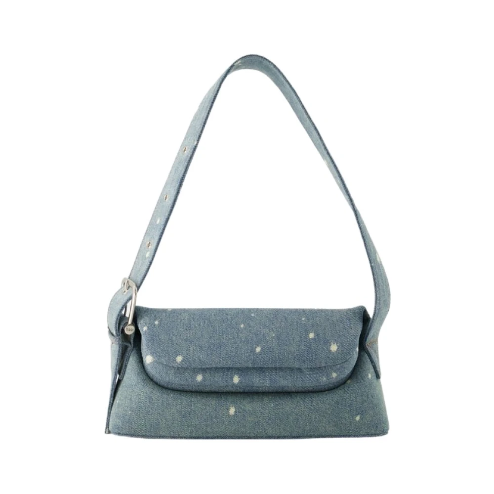 Osoi Blauwe Katoenen Schoudertas met Verstelbare Band Blue Dames