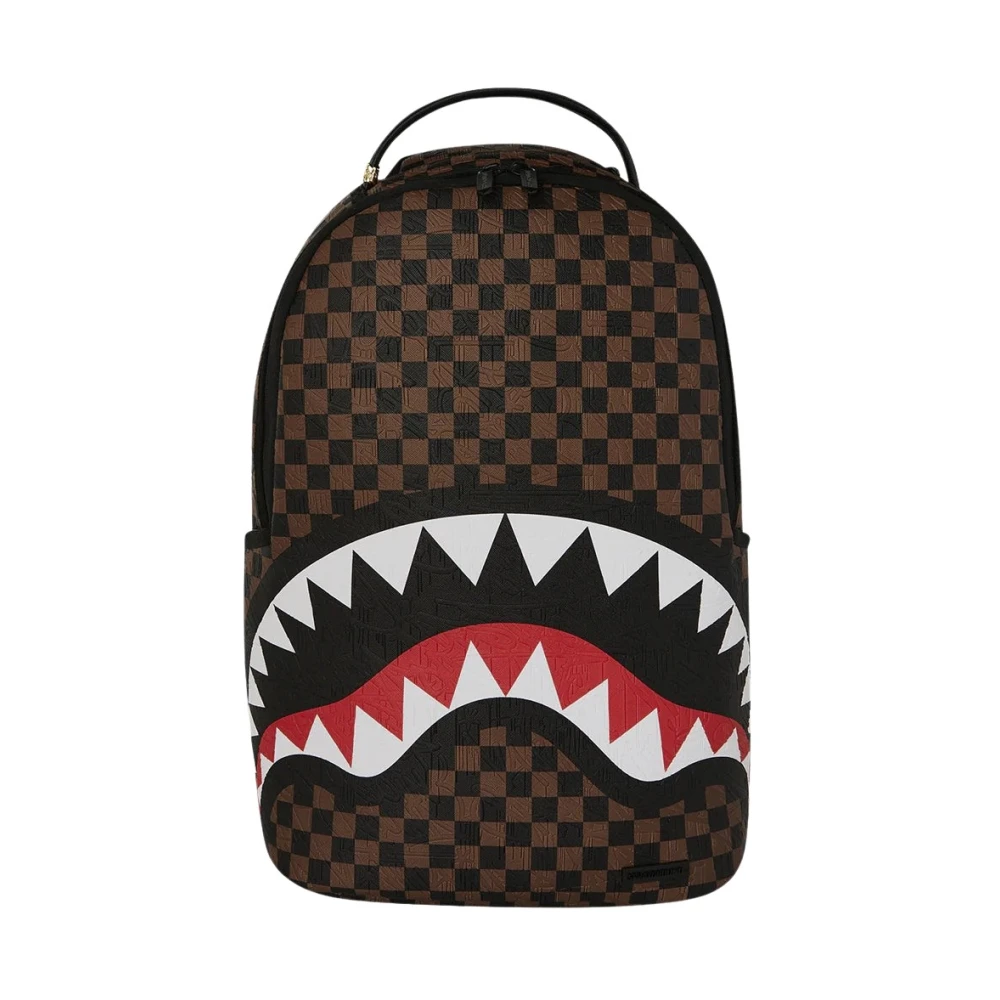 Sprayground Brun Big Backpack Shark Check Embossed B8232
