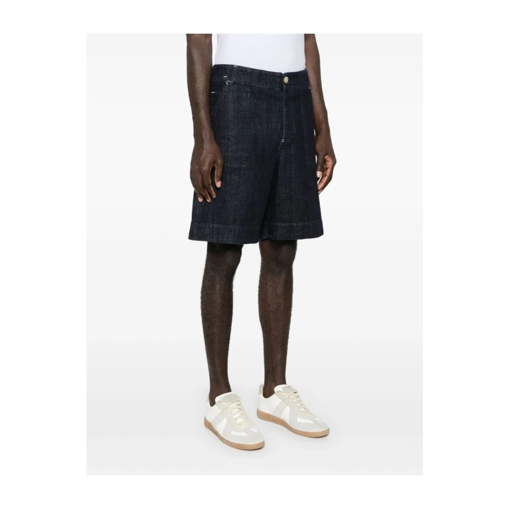 Jacquemus Indigo Blauwe Shorts met Geborduurd Logo Blue Heren