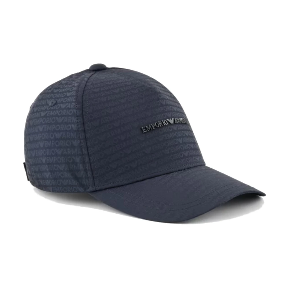 Emporio Armani Blauwe Nylon Baseballpet met Logo Blue Heren