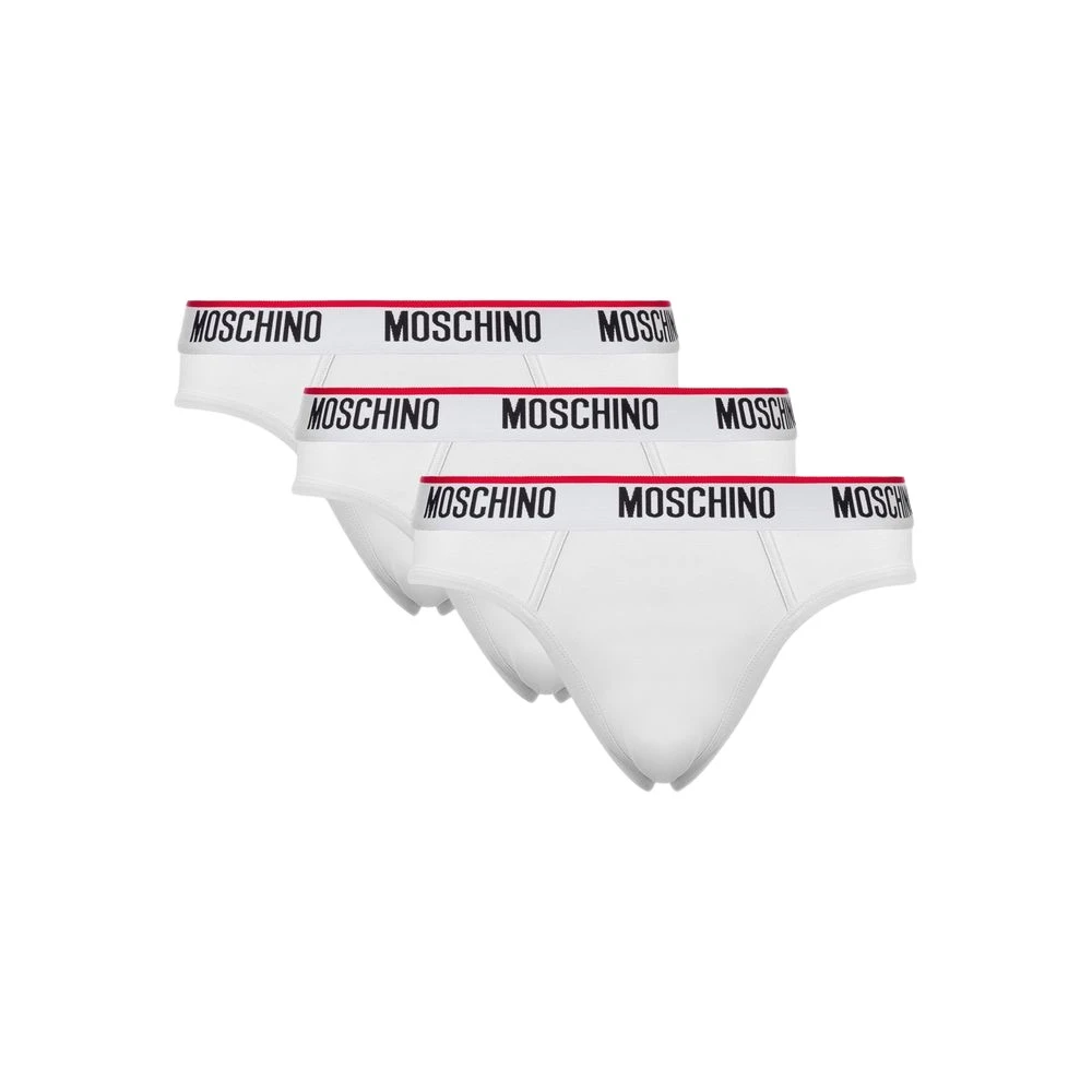 Moschino Mannelijk Wit Ondergoed Heren, Xl, Katoen, Logo Band Set Van 3 Slips