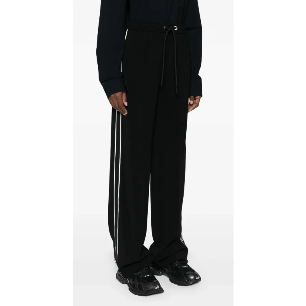 Moncler Zwart Wit Crepe Straight-Leg Broek Black Dames