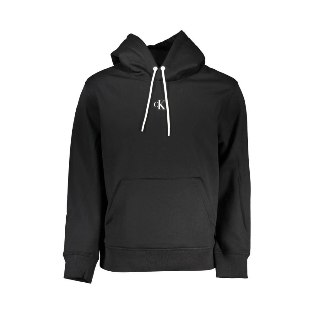 Calvin Klein Men's Black Elegant Hooded Sweatshirt With Contrast Details