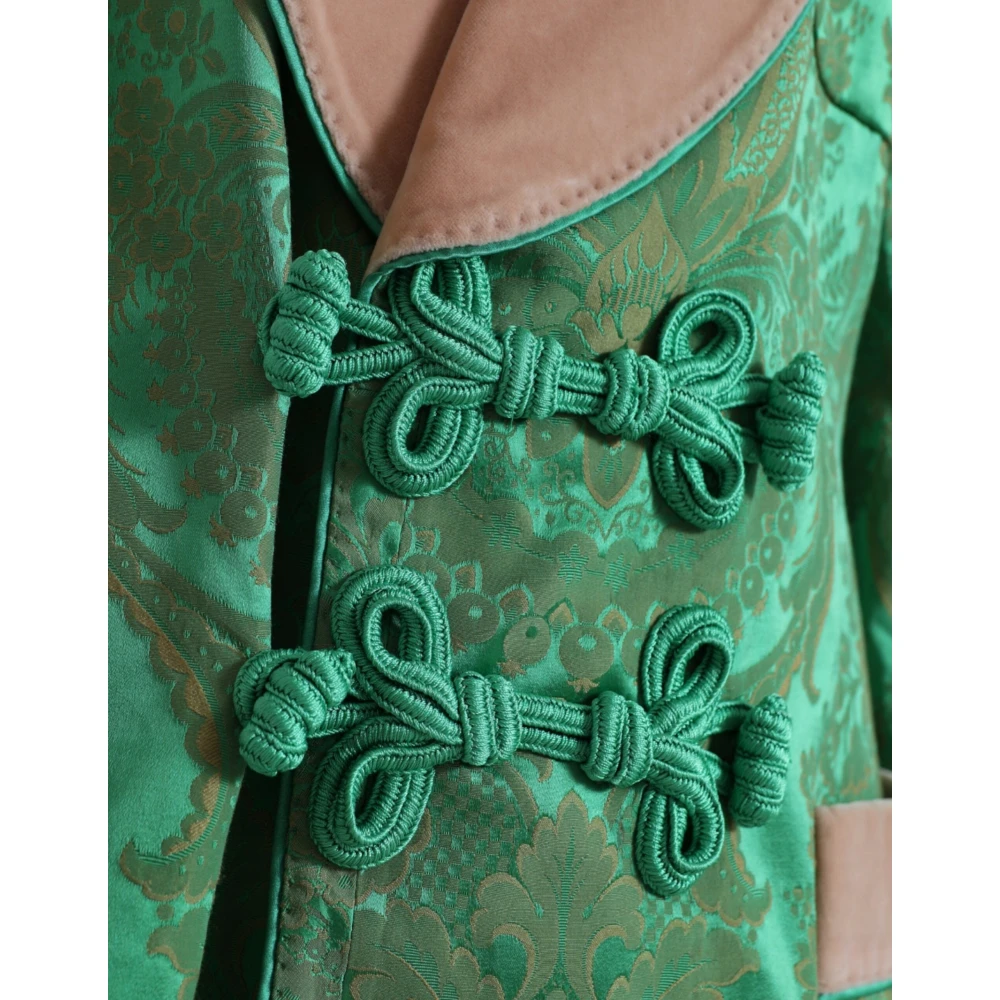 Dolce & Gabbana Groene Bloemen Double Breasted Jas Green Dames