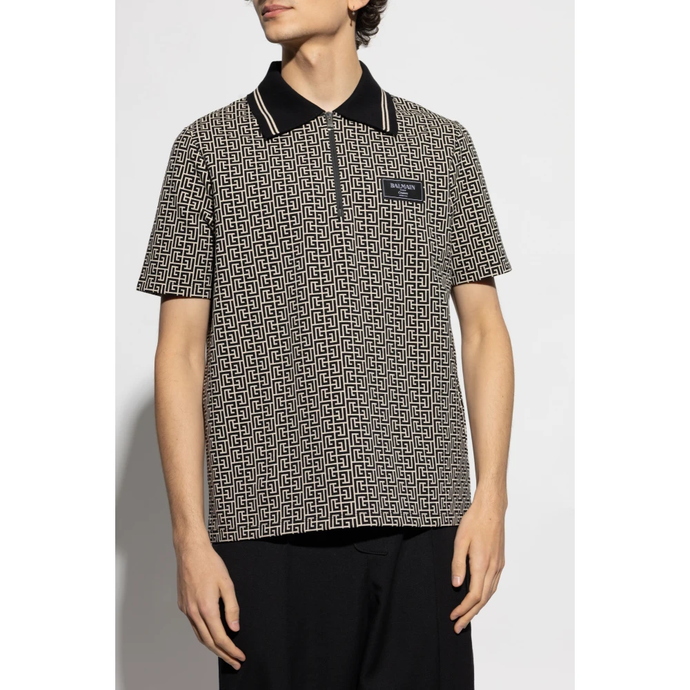 Balmain Polo met Monogram Beige Heren