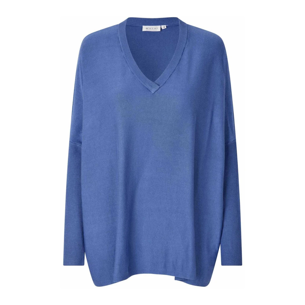 Masai Oversized V-Neck Top Federal Blue Dames