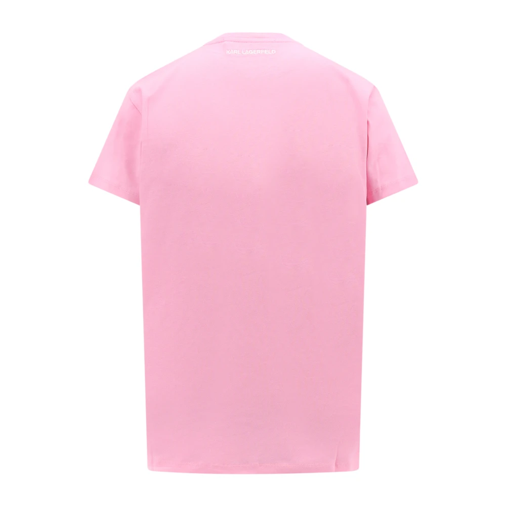 Karl Lagerfeld Logo Biologisch Katoenen T-Shirt Pink Dames