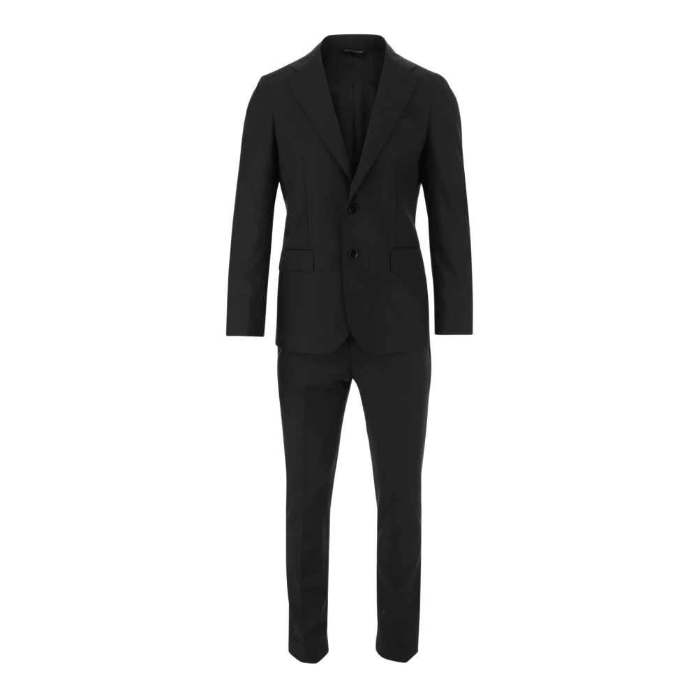 Brian Dales Zwart Stoffen Pak met Op Maat Gemaakte Broek Black Heren
