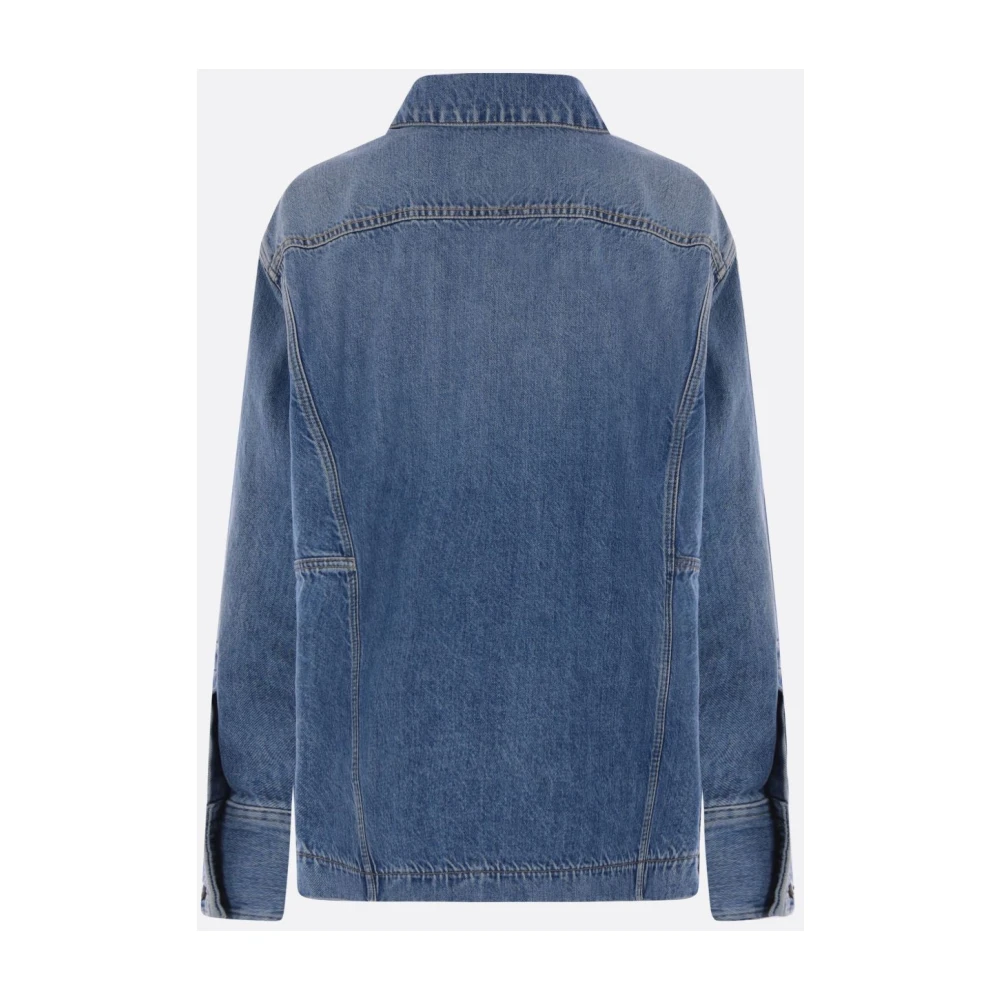Plan C Oversized Denim Jas met Metalen Knopen Blue Dames