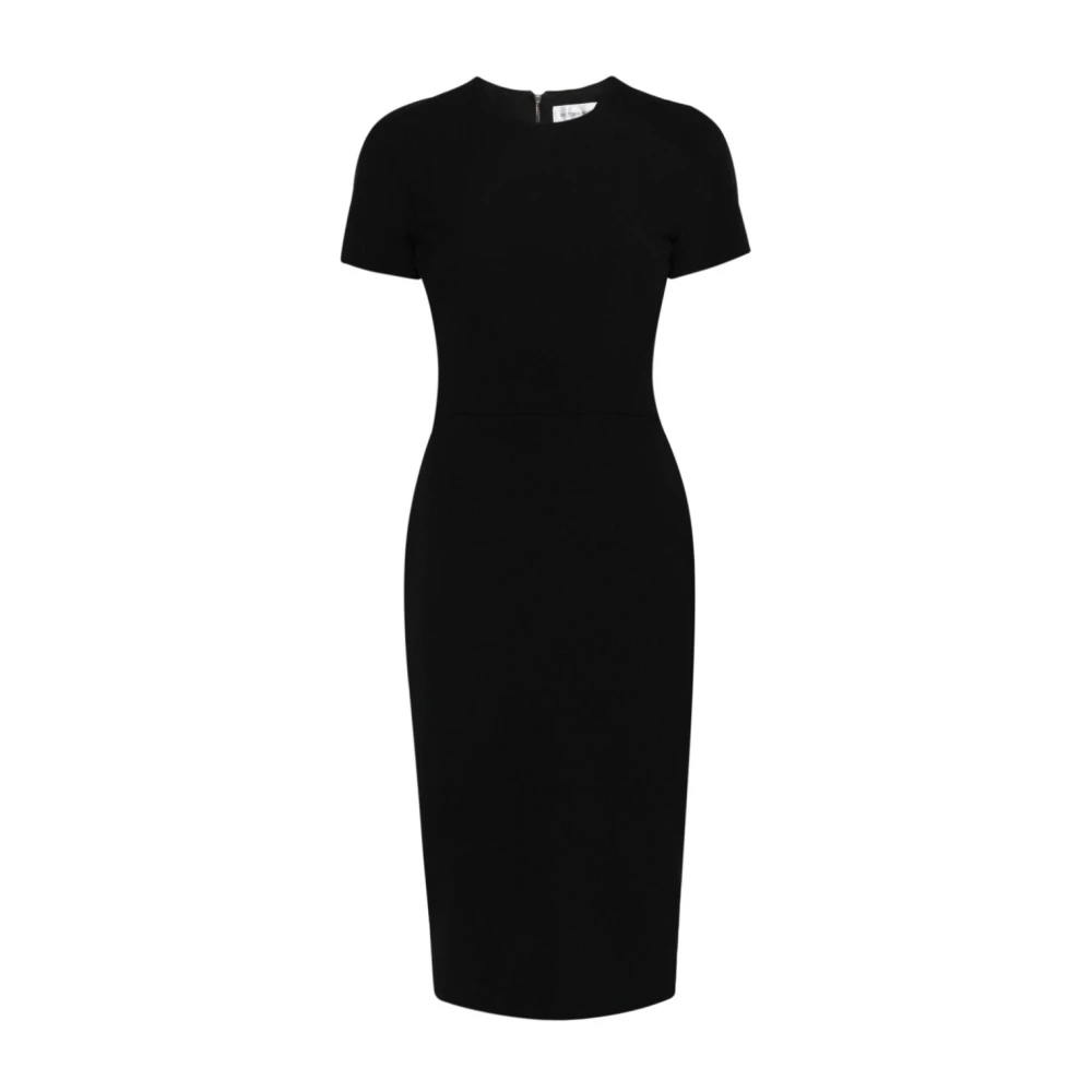 Victoria Beckham Zwarte Crepe Effect T-shirt Jurk Black Dames