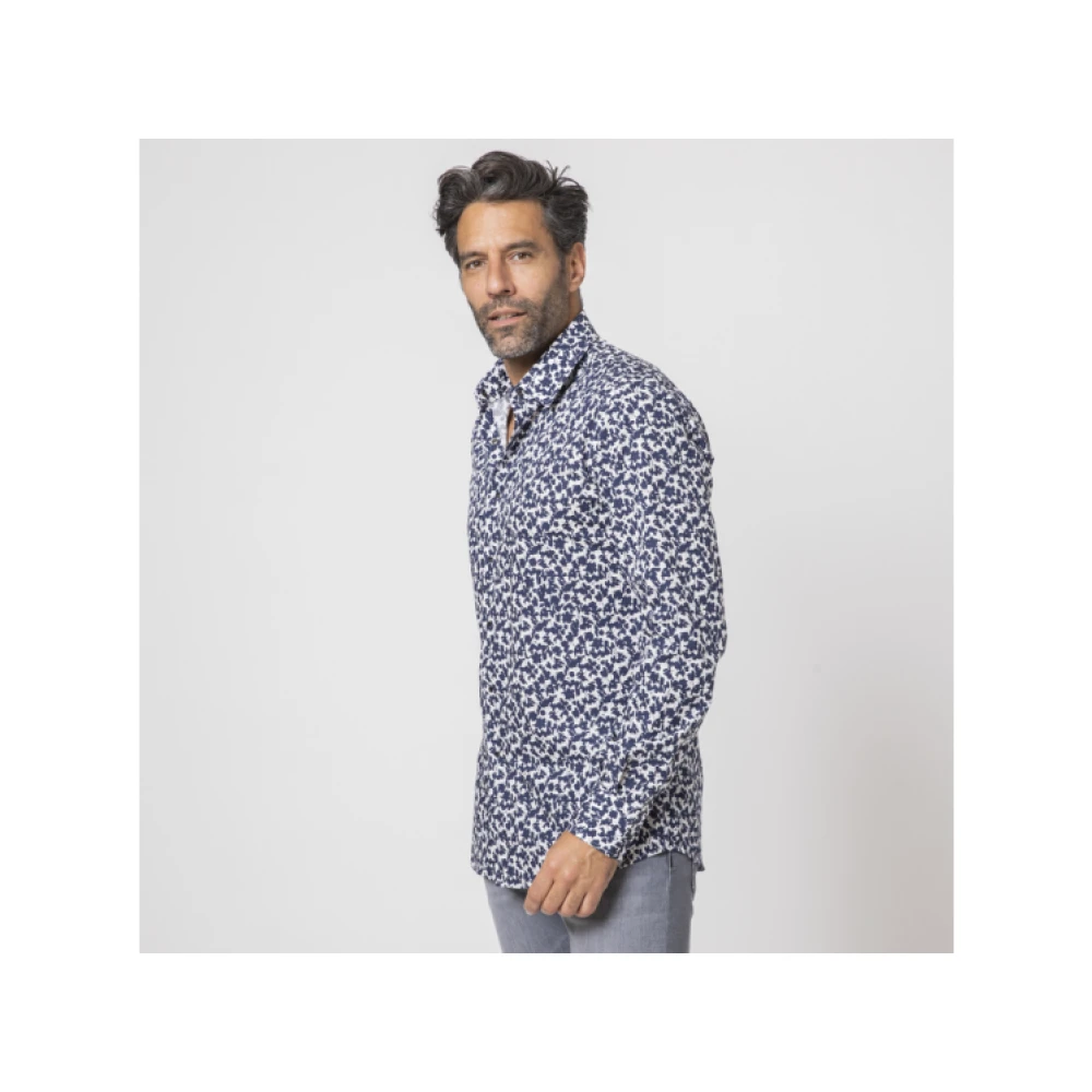Karl Lagerfeld Moderne bloemen marineblauwe overhemd Multicolor Heren