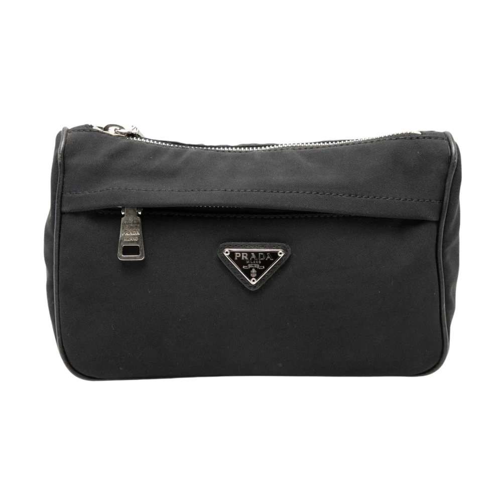 Prada Vintage Women's Black Vintage Clutches, One Size, Pre-Owned Nylon Pouch