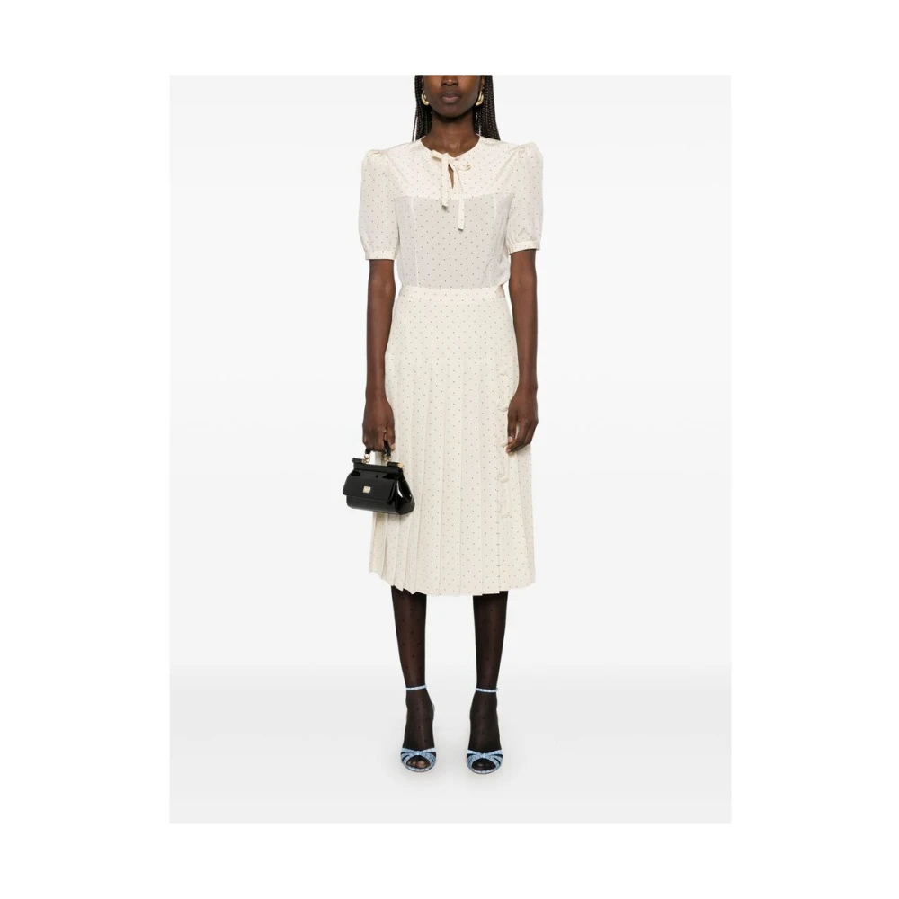 Alessandra Rich Elegante Geplooide Rok met Rits Beige Dames