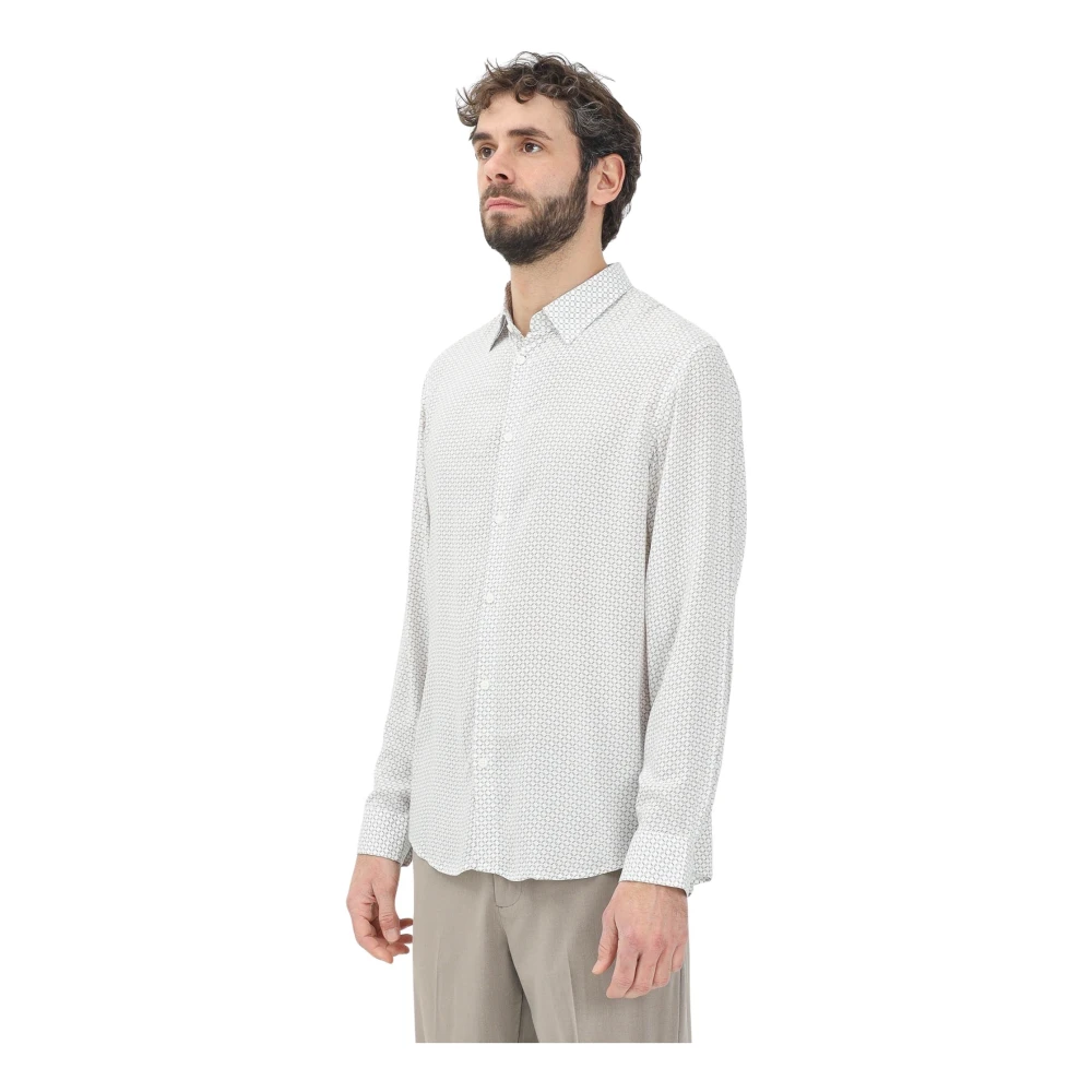 Armani Exchange Witte overhemd met lange mouwen en monogram Gray Heren