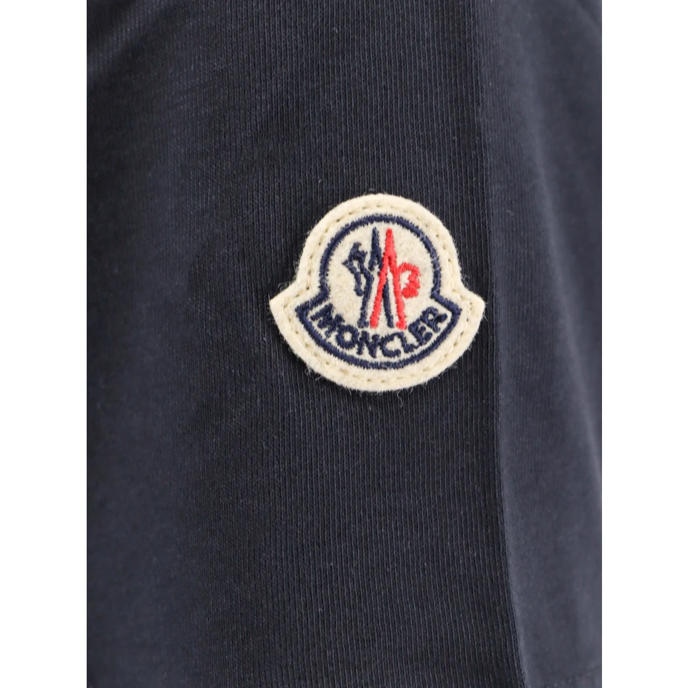 Moncler Biologisch Katoen Geborduurd Logo T-Shirt Blue Dames