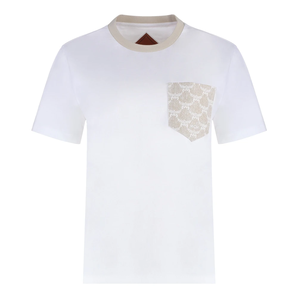 MCM Geribbelde crew-neck T-shirt in katoen White Dames