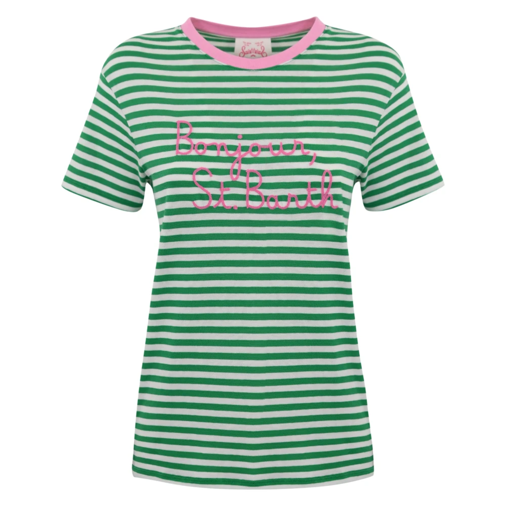 MC2 Saint Barth Gestreept Dames T-shirt Groen Green Dames