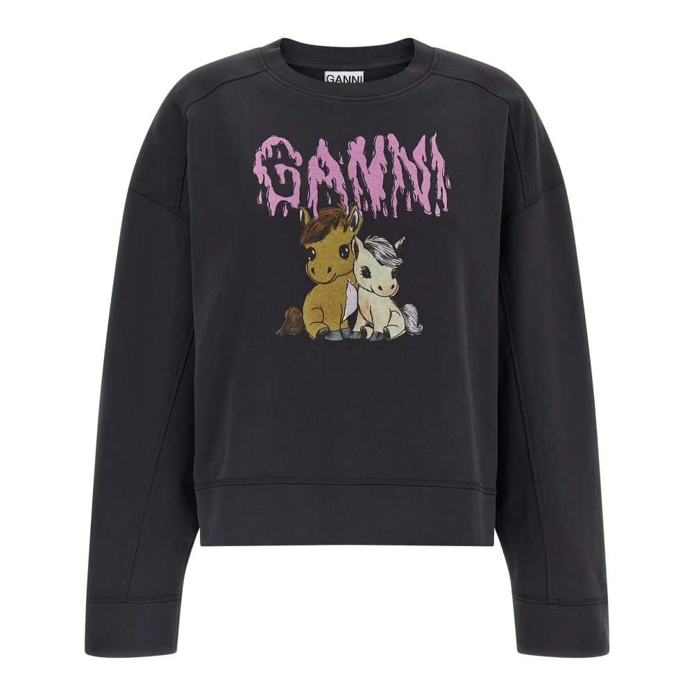 Ganni Black Sweatshirts, Female, L, Isoli Jersey Sweatshirt