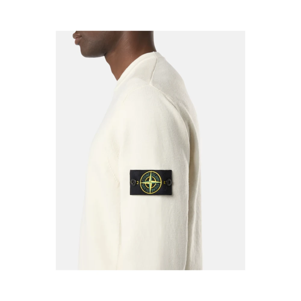 Stone Island Off White Crewneck Wollen Trui White Heren