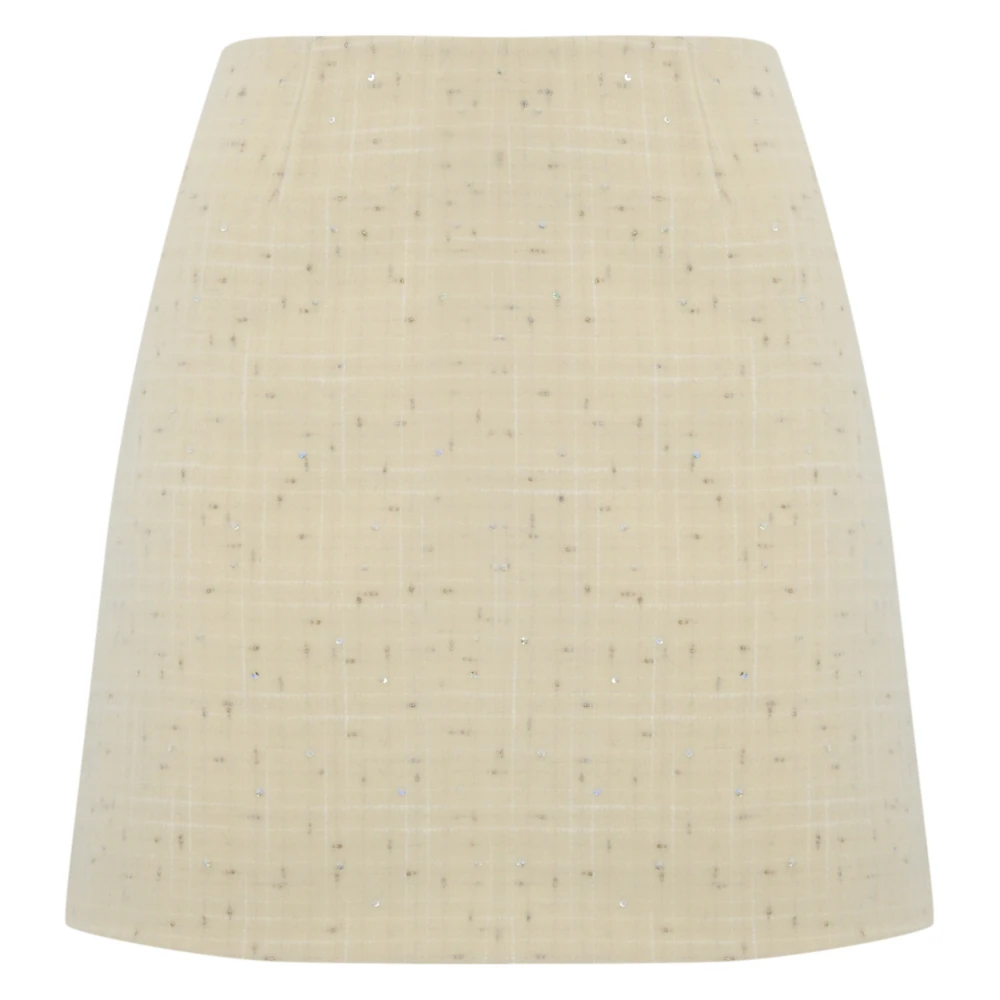 MC2 Saint Barth Wollen Tweed Mini Rok Lurex Details Beige Dames