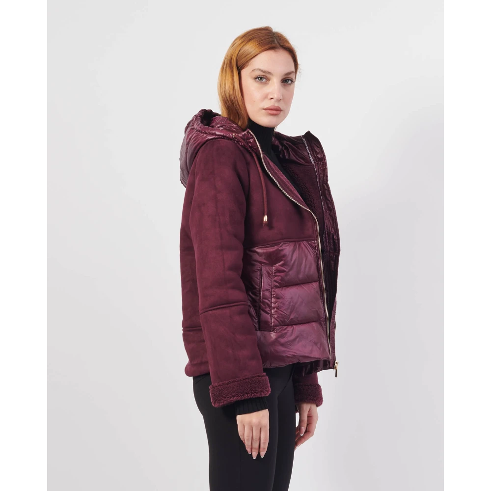 YES ZEE Gewatteerde jas met capuchon pruimkleur Red Dames