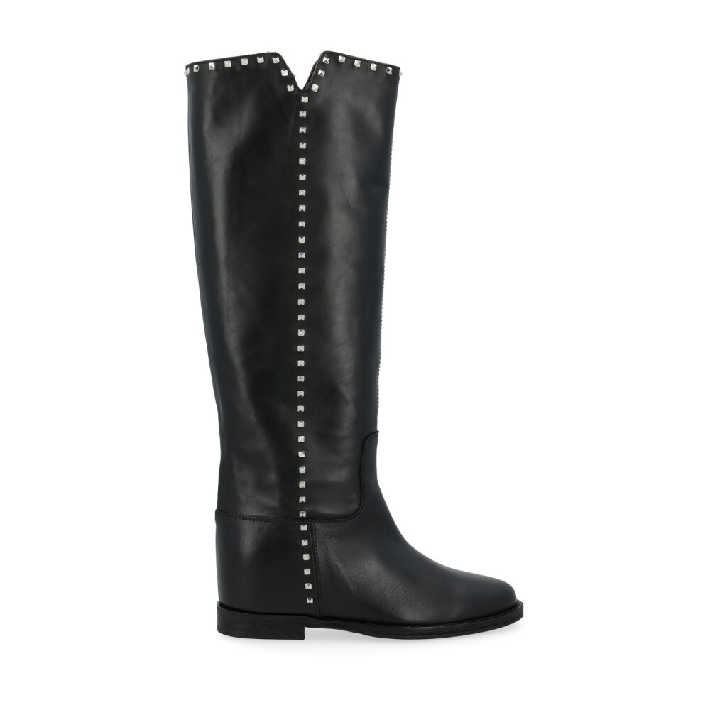 ブーツその他 Via Roma 15 Black Suede Heeled High Boot Via Roma 15 Black Suède Heeled High Boot | ShopSimon