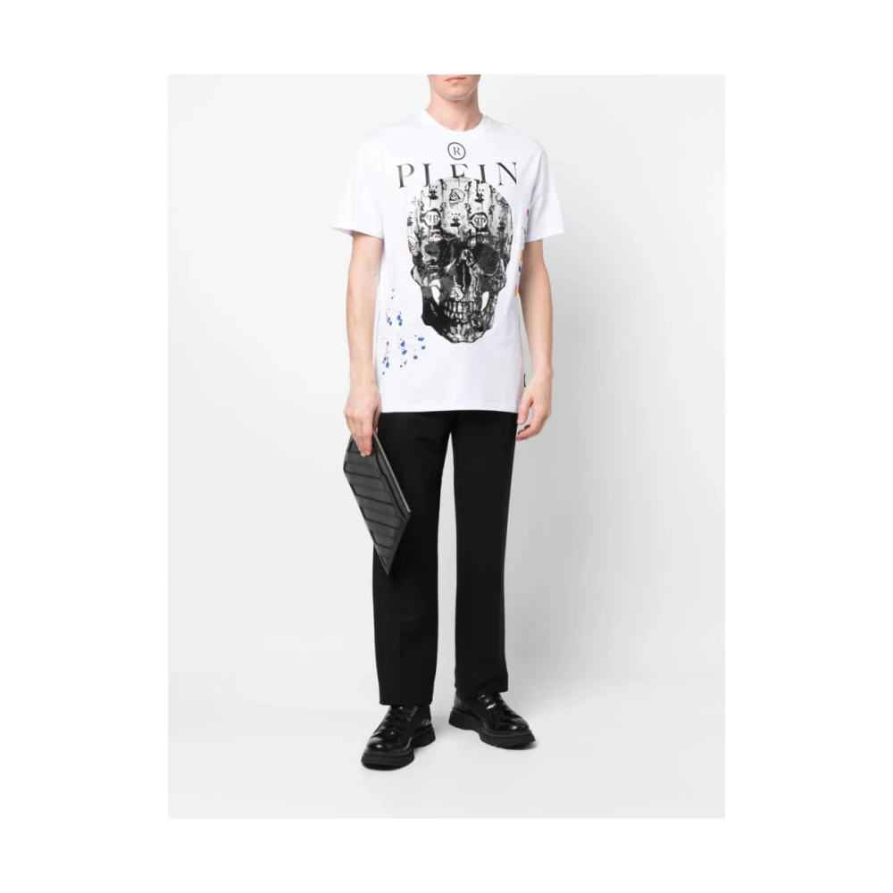 Philipp Plein Schedel T-shirt met Kristallen White Heren