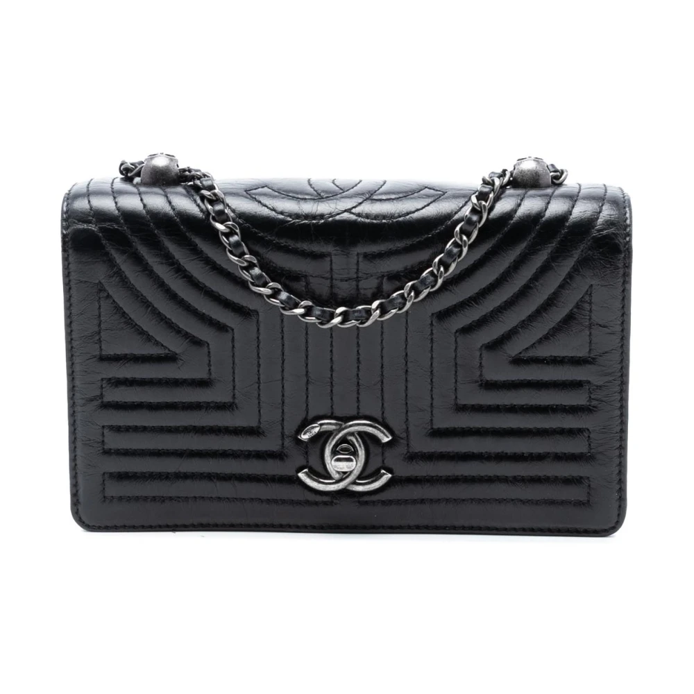 Chanel Vintage Women's Black Vintage Cross Body Bags, One Size, Pre-Owned Chain Flap Bag