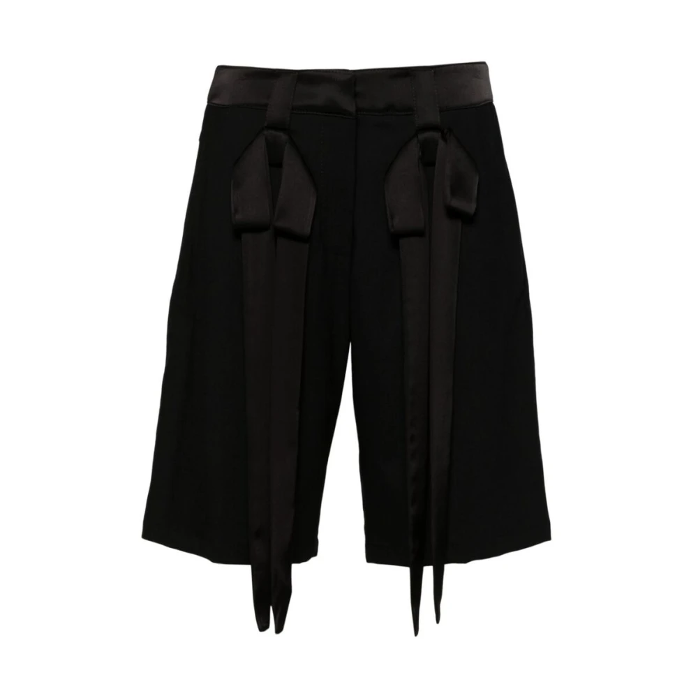 David Koma Zwarte Wollen Blend Strik Detail Shorts Black Dames