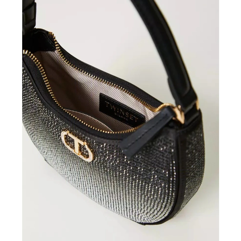 Twinset Hobo Moon Tas met Strass Black Dames