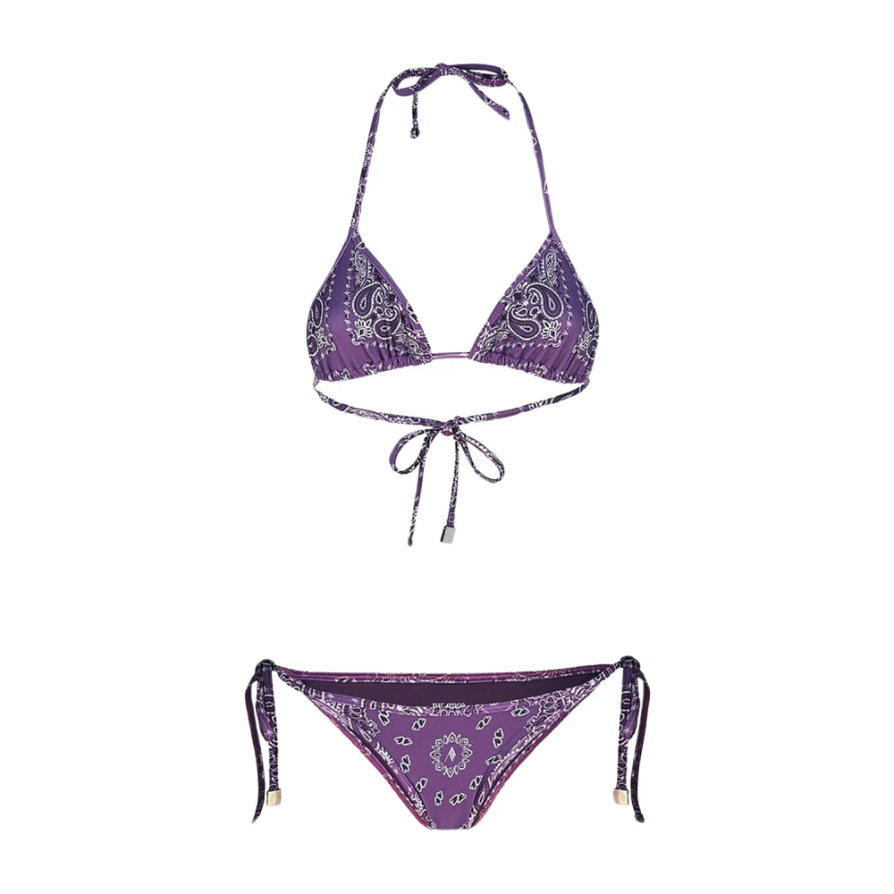 The Attico Bandana Print Lycra Bikini Purple Dames