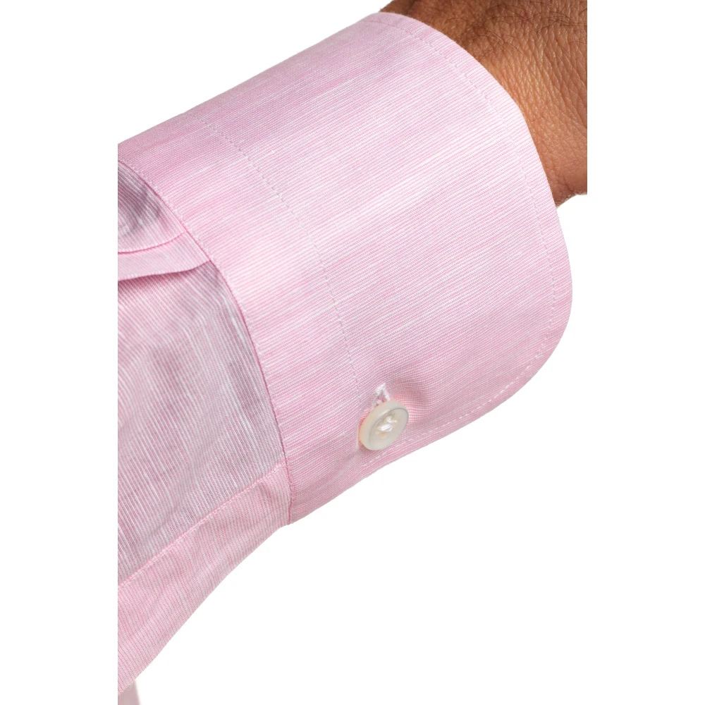 Barba Roze Linnen-Katoen Culto Shirt Pink Heren