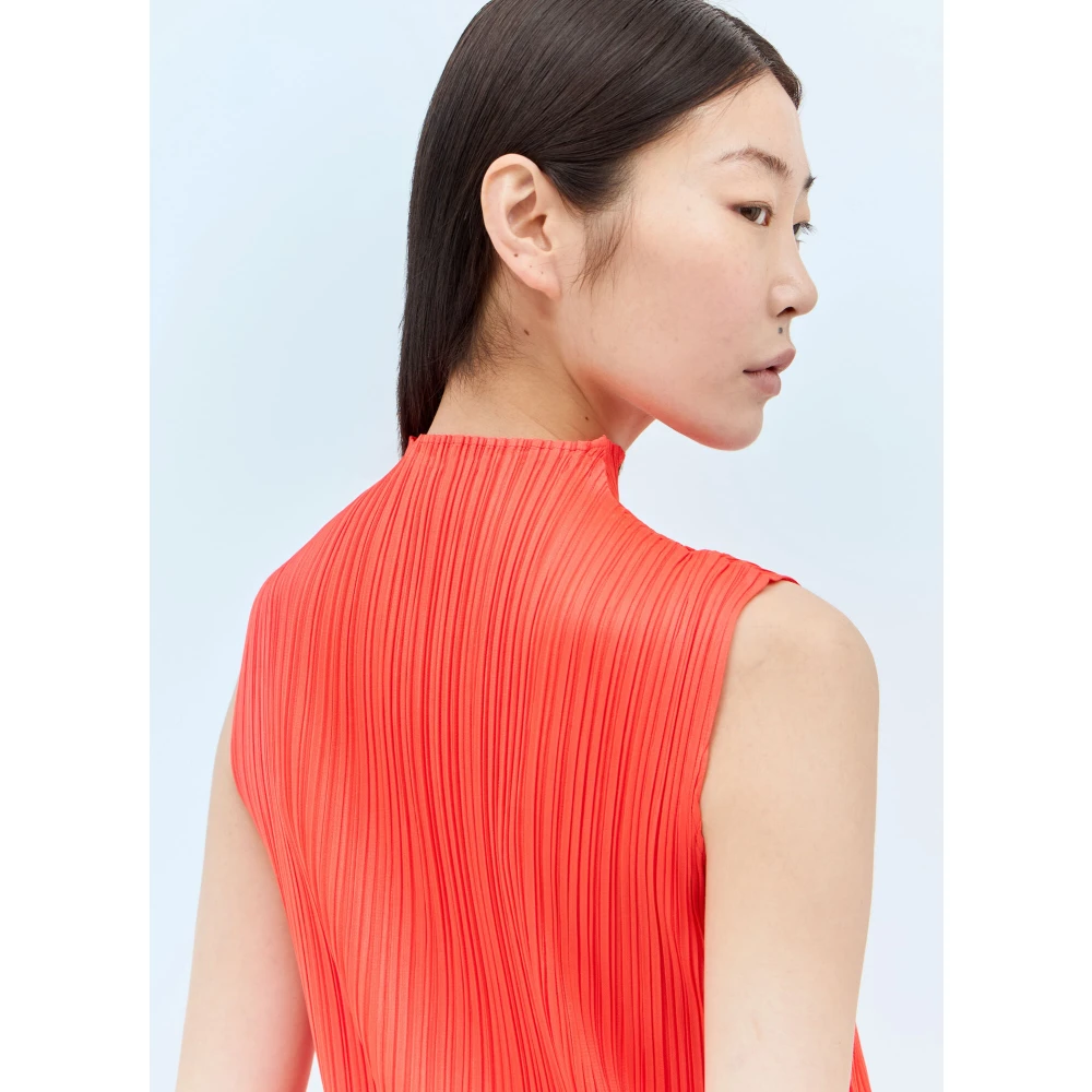 Issey Miyake April Midi Jurk Geplooide Constructie Orange Dames