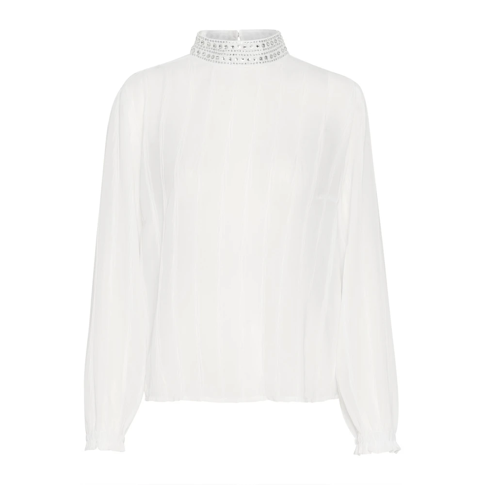 Cream Elegante Snow White Blouse met Similisten White Dames