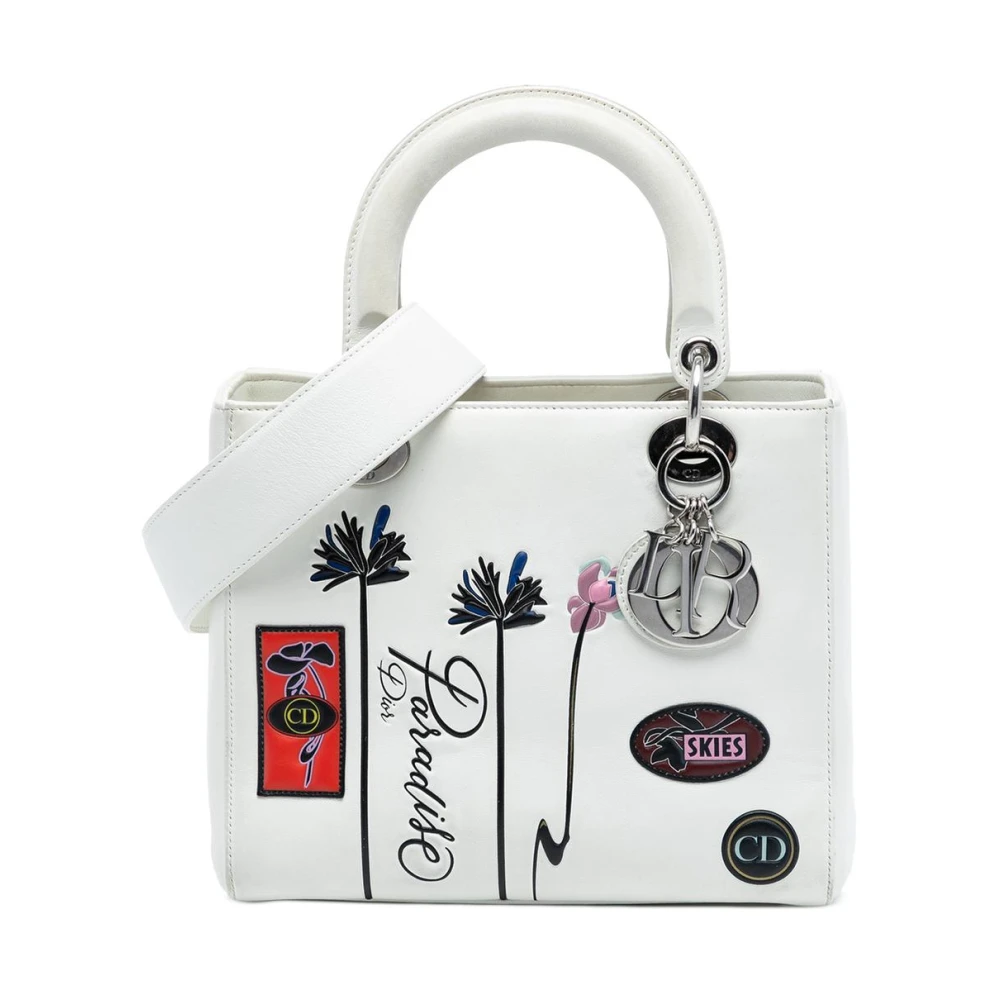 Dior Vintage Women's White Pre-Owned Floral Paradise Handbag