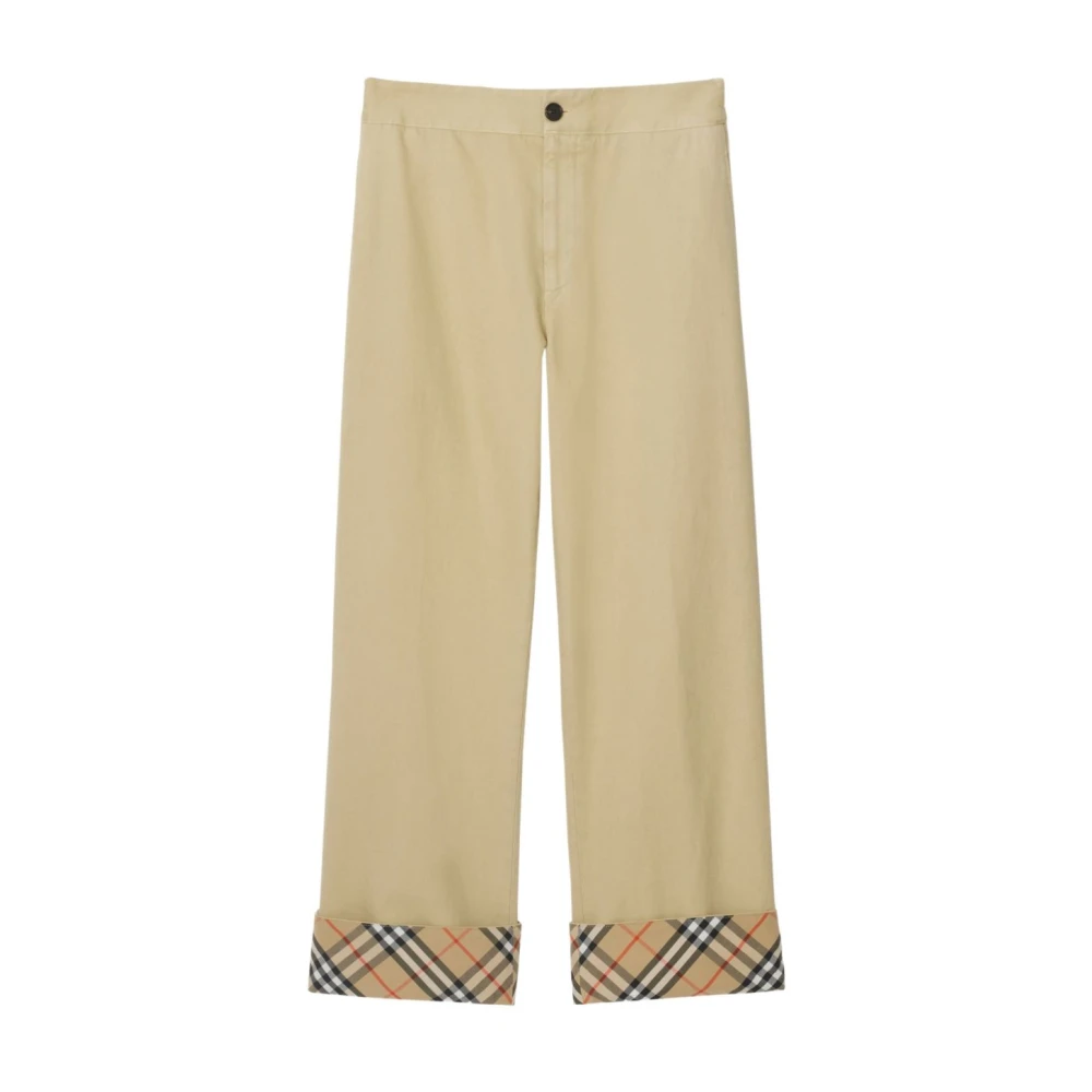 Burberry Men's Beige Silk & Nylon Trousers - Straight Trousers - M - Trousers