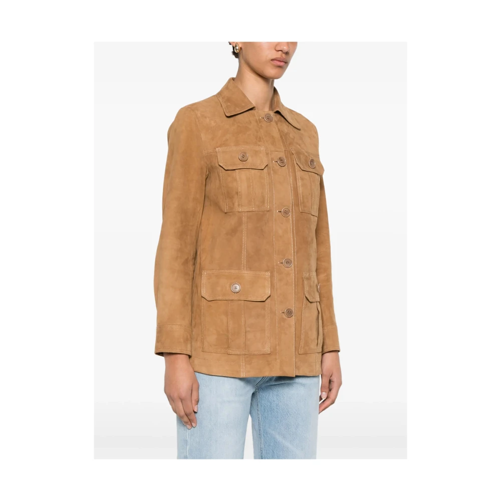 Salvatore Santoro Beige leren bovenkleding met knoopsluiting Beige Dames