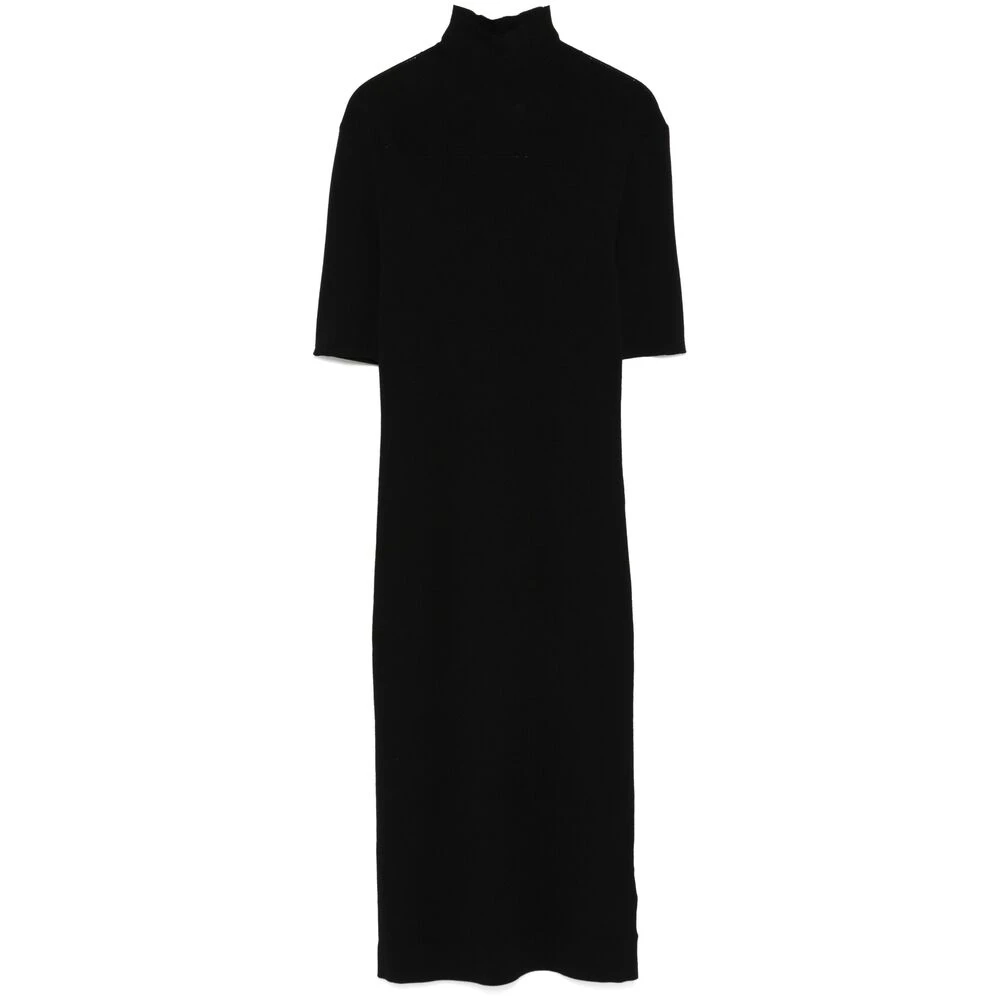 Calvin Klein Zwarte Jurk Met Korte Mouwen En Rechte Zoom Black Dames