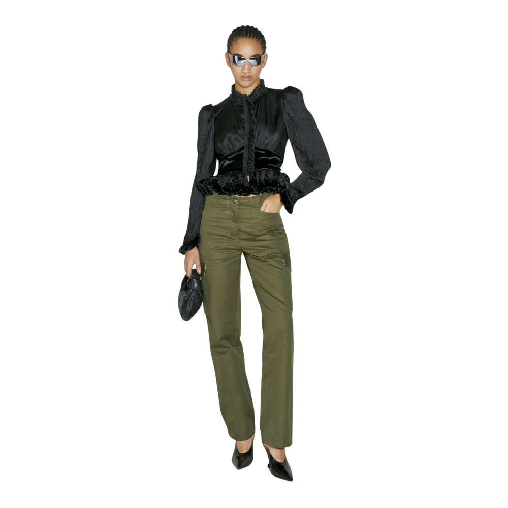 Rabanne Women's Green Twill Cargo Trousers - Xs - Trousers