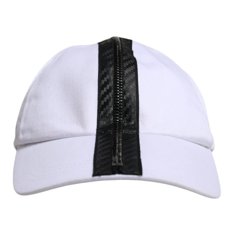 Dolce & Gabbana Men's White Zip Baseball Cap With Logo Details
