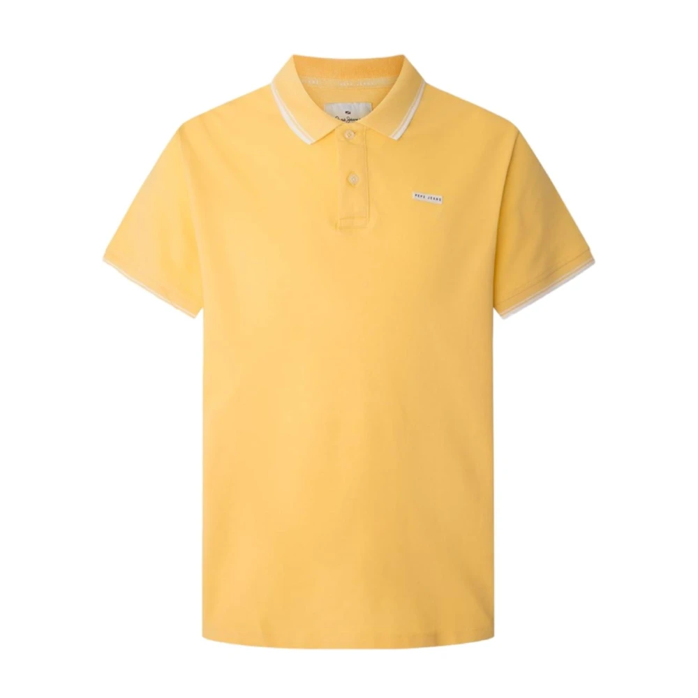 Pepe Jeans Gele Contrasterende Polo Shirt Moderne Stijl Yellow Heren