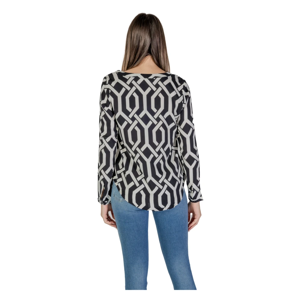 Street One Zwarte V-hals Lange Mouw Shirt Black Dames